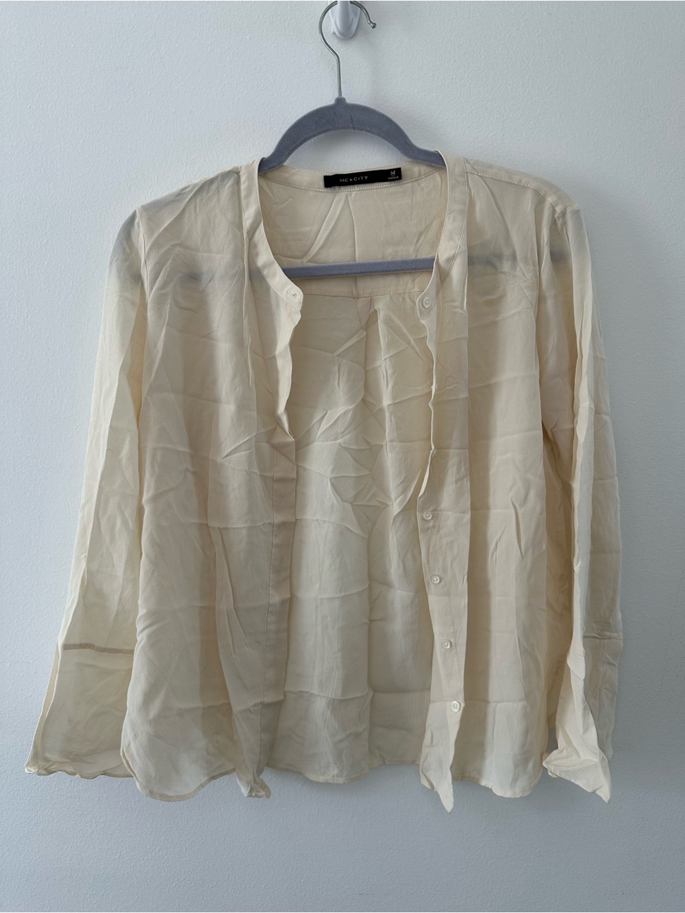 100% Silk flare sleeves button down blouse